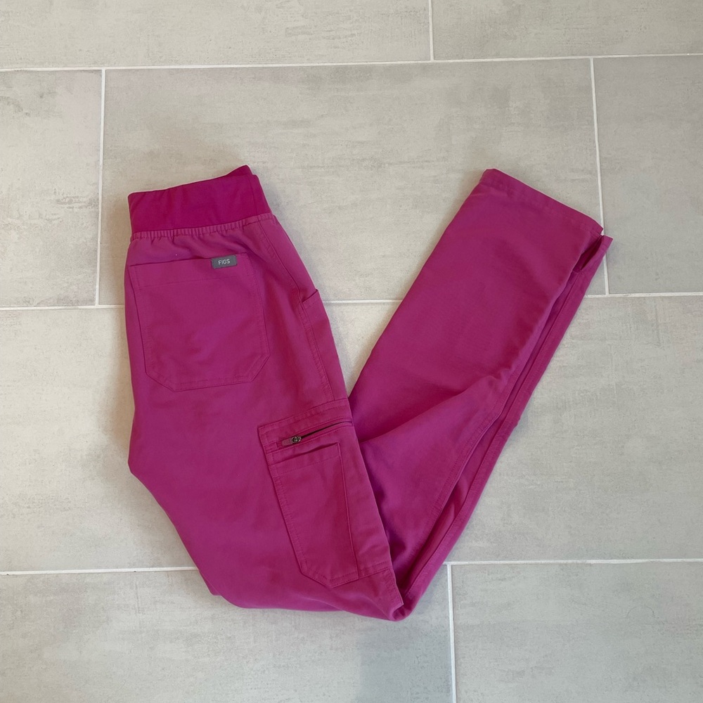 Figs hot pink yola scrubs joggers